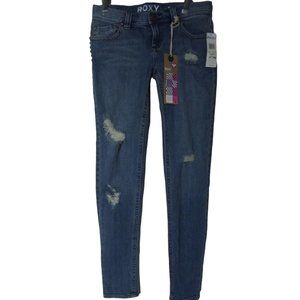 Roxy Jr Sz 3 Pismo Super Skinny Fit Skycraper Studs Jeans sandblasted desttoyed